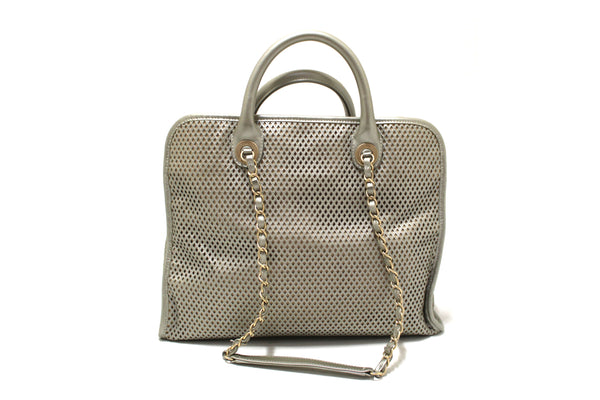 Chanel Grey Perforated Leather Up In The Air Convertible Tote