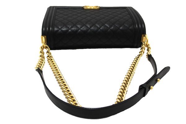 Chanel Black Quilted Caviar Leather New Medium Boy Shoulder Bag