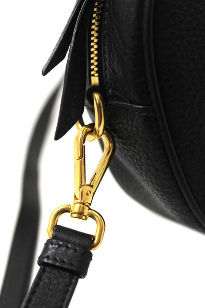 Prada Black Vitello Daino Bauletto Leather Messenger Bag