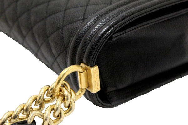 Chanel Black Quilted Caviar Leather New Medium Boy Shoulder Bag