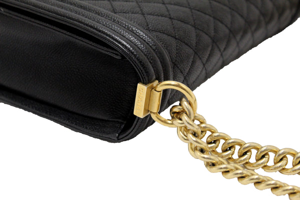 Chanel Black Quilted Caviar Leather New Medium Boy Shoulder Bag