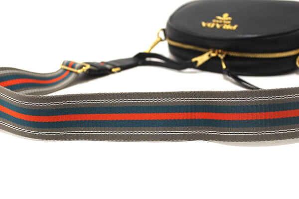 Prada Black Vitello Daino Bauletto Leather Messenger Bag