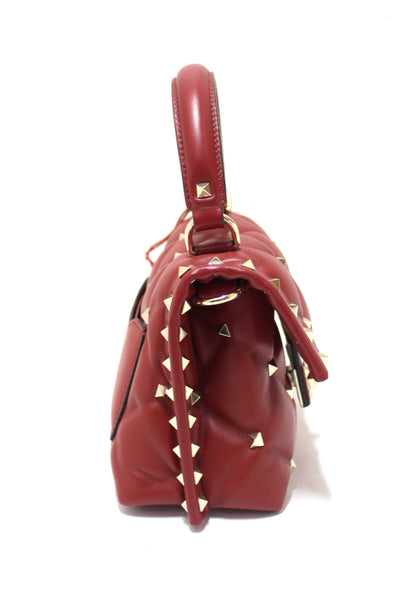 NEW Valentino Garavani Red Quilted Leather Mini Candystud Top Handle Bag