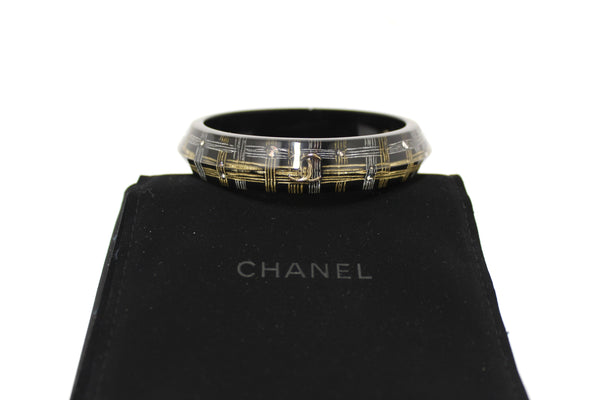 Chanel Black Resin and Crystal Bangle Bracelet | Italystation.com - Now at italystation.com