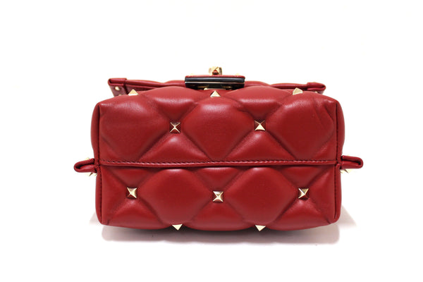 NEW Valentino Garavani Red Quilted Leather Mini Candystud Top Handle Bag