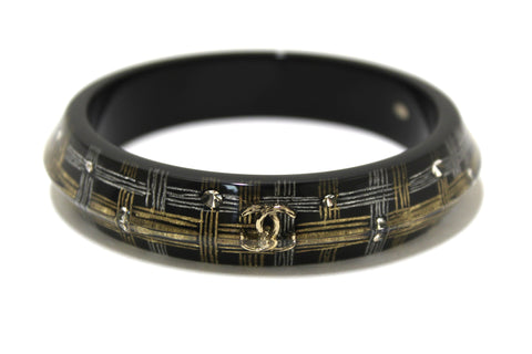 Chanel Black Resin and Crystal Bangle Bracelet | Italystation.com - Now at italystation.com