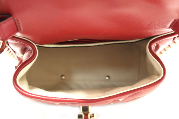 NEW Valentino Garavani Red Quilted Leather Mini Candystud Top Handle Bag