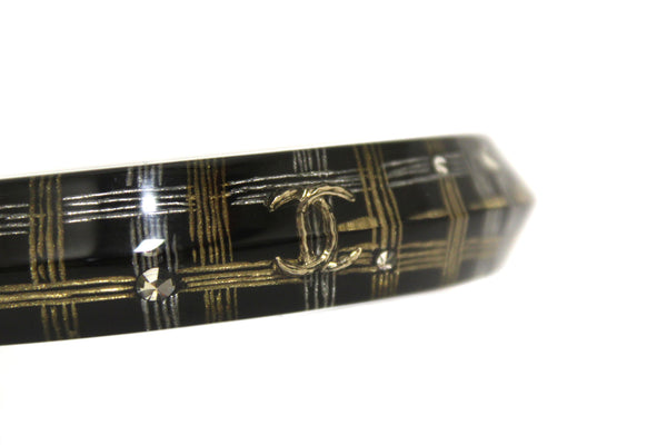 Chanel Black Resin and Crystal Bangle Bracelet | Italystation.com - Now at italystation.com