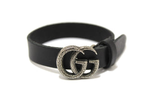 Gucci Black Leather Double G Engraving Bracelet Size S 648702 | Italystation.com