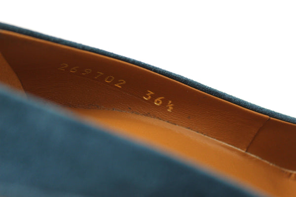 Gucci Blue Suede Leather Platform Pump Shoes Size 36.5