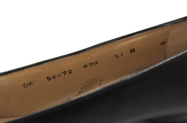 Salvatore Ferragamo Black Calfskin Leather with Black Lizard Leather Pumps Size 5.5B