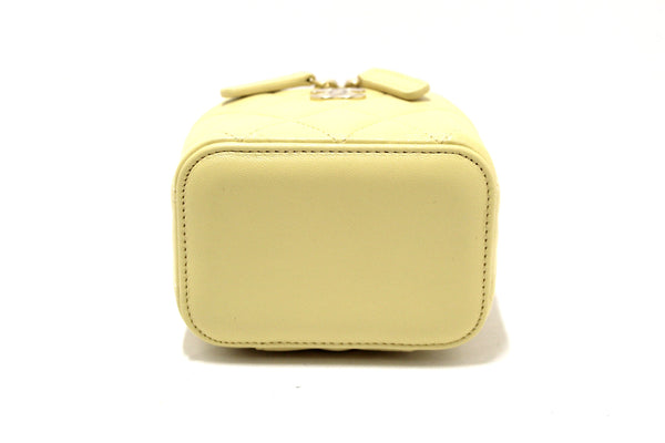 NEW  Chanel Yellow Lambskin Top Handle Mini Vanity Case Crossbody Bag