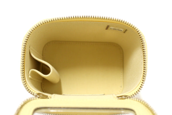 NEW  Chanel Yellow Lambskin Top Handle Mini Vanity Case Crossbody Bag