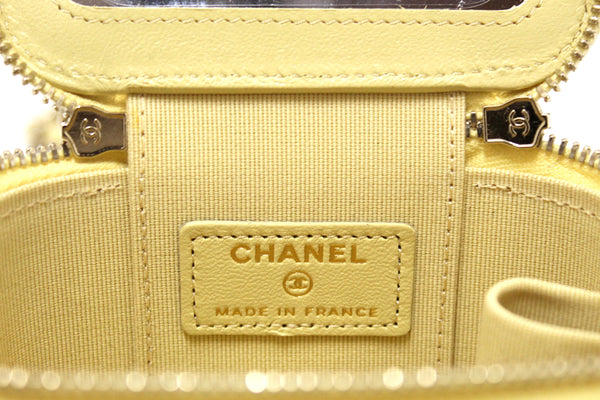 NEW  Chanel Yellow Lambskin Top Handle Mini Vanity Case Crossbody Bag