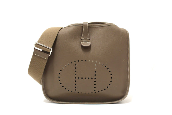 Hermes Etoupe Epsom Leather Evelyne PM III Messenger Bag