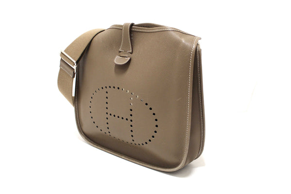 Hermes Etoupe Epsom Leather Evelyne PM III Messenger Bag