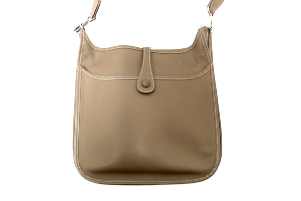 Hermes Etoupe Epsom Leather Evelyne PM III Messenger Bag