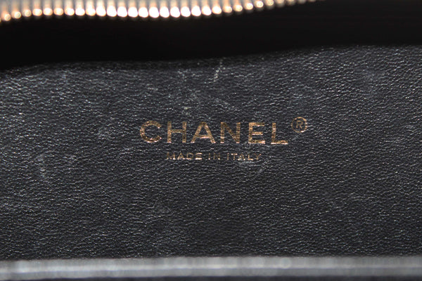 Chanel Black Quilted Caviar Leather Small CC Filigree Vanity Case