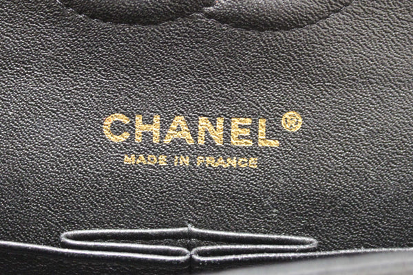 Chanel Classic Black Quilted Caviar Leather Classic Medium Double Flap Bag