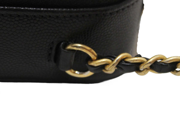 Chanel Black Quilted Caviar Leather Small CC Filigree Vanity Case