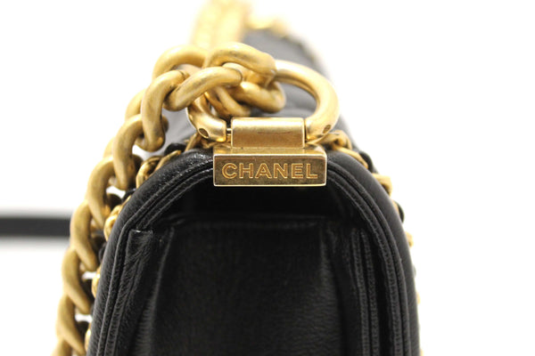 Chanel Black Quilted Caviar Leather Le Boy Half Moon Small Messenger Bag