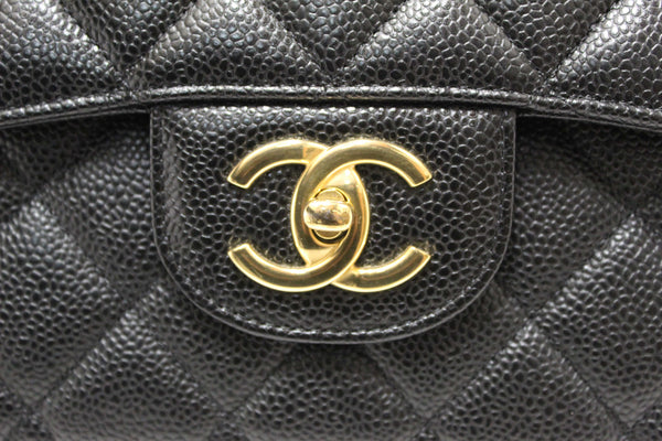 Chanel Black Quilted Caviar Leather Classic Maxi Double Flap Bag
