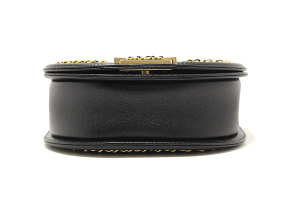 Chanel Black Quilted Caviar Leather Le Boy Half Moon Small Messenger Bag