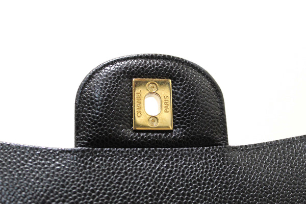 Chanel Black Quilted Caviar Leather Classic Maxi Double Flap Bag