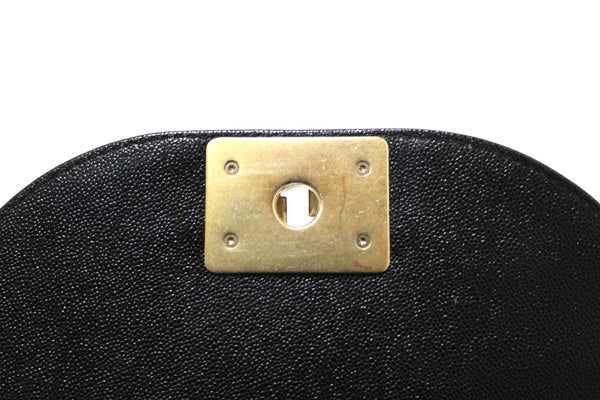 Chanel Black Quilted Caviar Leather Le Boy Half Moon Small Messenger Bag