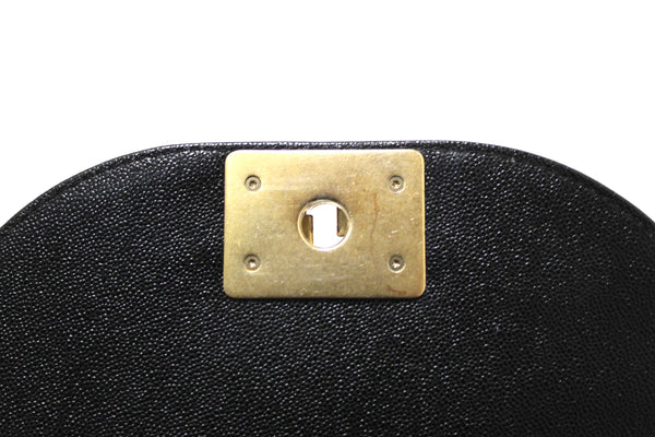 Chanel Black Quilted Caviar Leather Le Boy Half Moon Small Messenger Bag