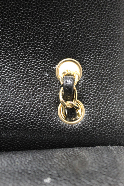 Chanel Black Quilted Caviar Leather Classic Maxi Double Flap Bag