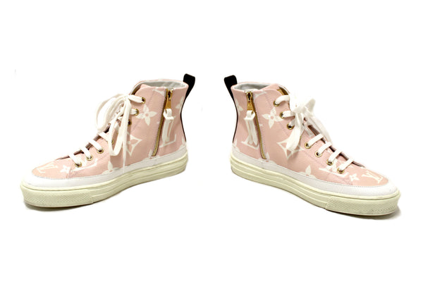 Louis Vuitton Rose Pink Monogram Giant Stellar High Top Sneakers Size 37