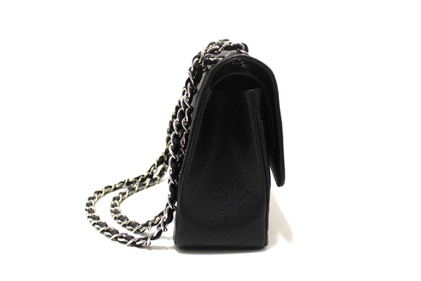 Chanel Black Quilted Caviar Leather Classic Jumbo Double Flap Bag