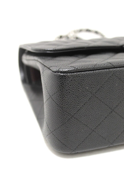 Chanel Black Quilted Caviar Leather Classic Jumbo Double Flap Bag