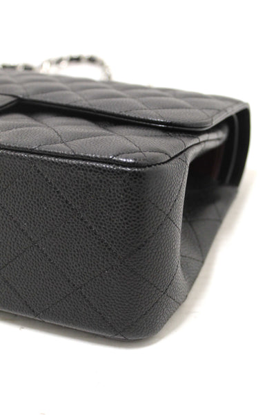 Chanel Black Quilted Caviar Leather Classic Jumbo Double Flap Bag