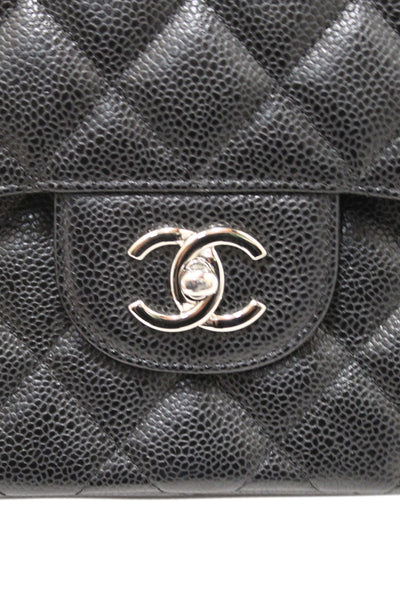 Chanel Black Quilted Caviar Leather Classic Jumbo Double Flap Bag