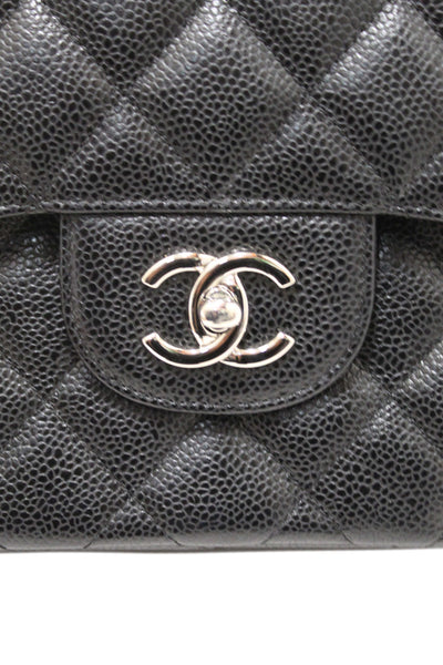 Chanel Black Quilted Caviar Leather Classic Jumbo Double Flap Bag