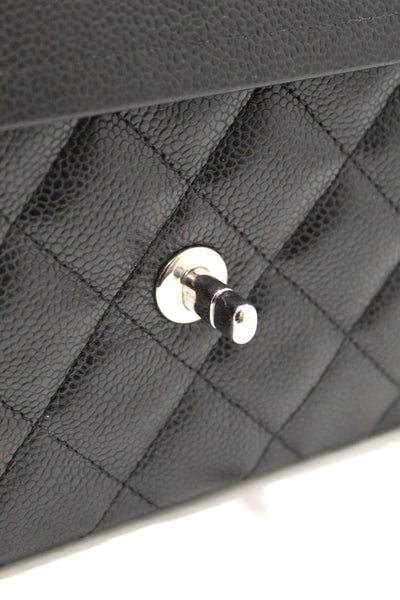 Chanel Black Quilted Caviar Leather Classic Jumbo Double Flap Bag