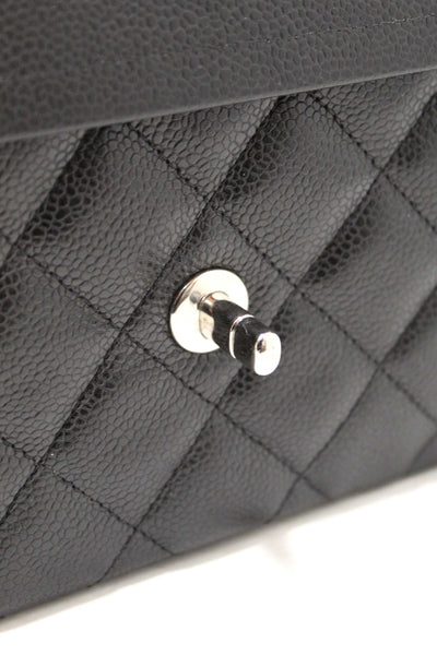 Chanel Black Quilted Caviar Leather Classic Jumbo Double Flap Bag