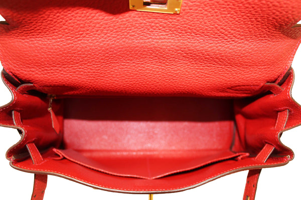 Hermes Rouge Pivoine Togo Leather Kelly Retourne 28 Handbag/Shoulder Bag