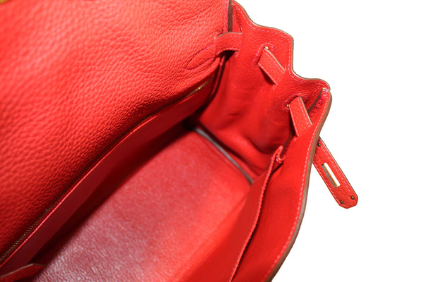 Hermes Rouge Pivoine Togo Leather Kelly Retourne 28 Handbag/Shoulder Bag