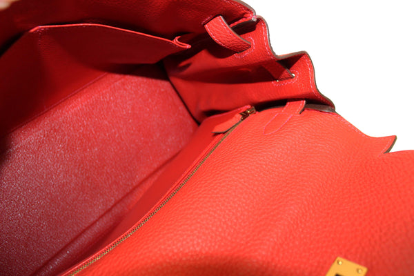 Hermes Rouge Pivoine Togo Leather Kelly Retourne 28 Handbag/Shoulder Bag