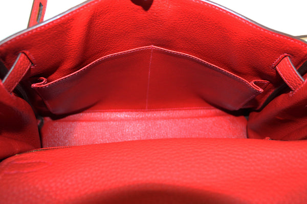 Hermes Rouge Pivoine Togo Leather Kelly Retourne 28 Handbag/Shoulder Bag