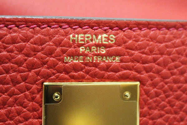 Hermes Rouge Pivoine Togo Leather Kelly Retourne 28 Handbag/Shoulder Bag