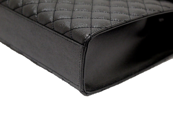 Saint Laurent Black Matelasse Grain De Poudre Embossed Leather Large Envelope Bag