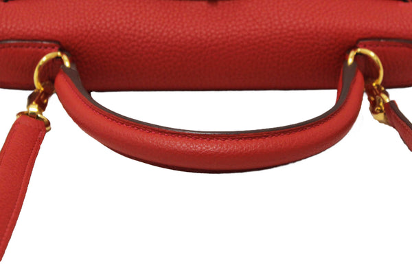 Hermes Rouge Pivoine Togo Leather Kelly Retourne 28 Handbag/Shoulder Bag