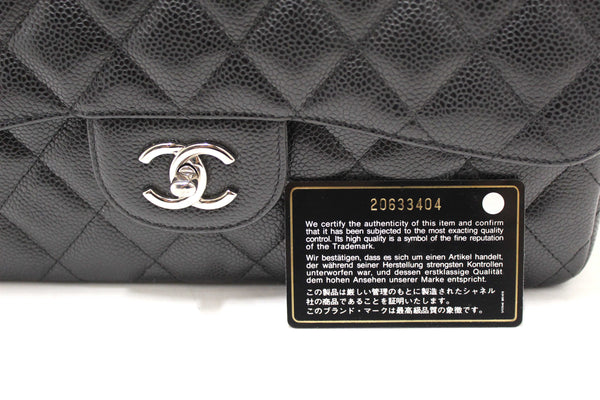 Chanel Black Quilted Caviar Leather Classic Jumbo Double Flap Bag