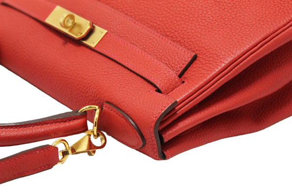 Hermes Rouge Pivoine Togo Leather Kelly Retourne 28 Handbag/Shoulder Bag