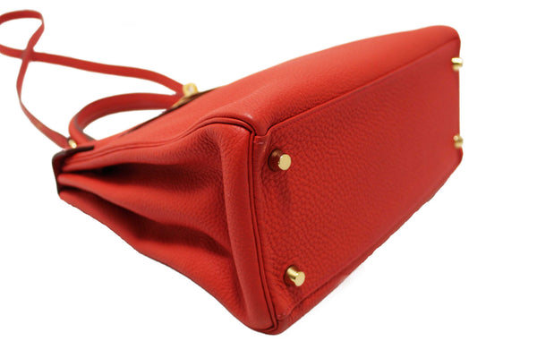 Hermes Rouge Pivoine Togo Leather Kelly Retourne 28 Handbag/Shoulder Bag