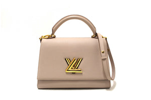 Louis Vuitton Greige Grey Taurillon Leather Twist One Handle MM Bag